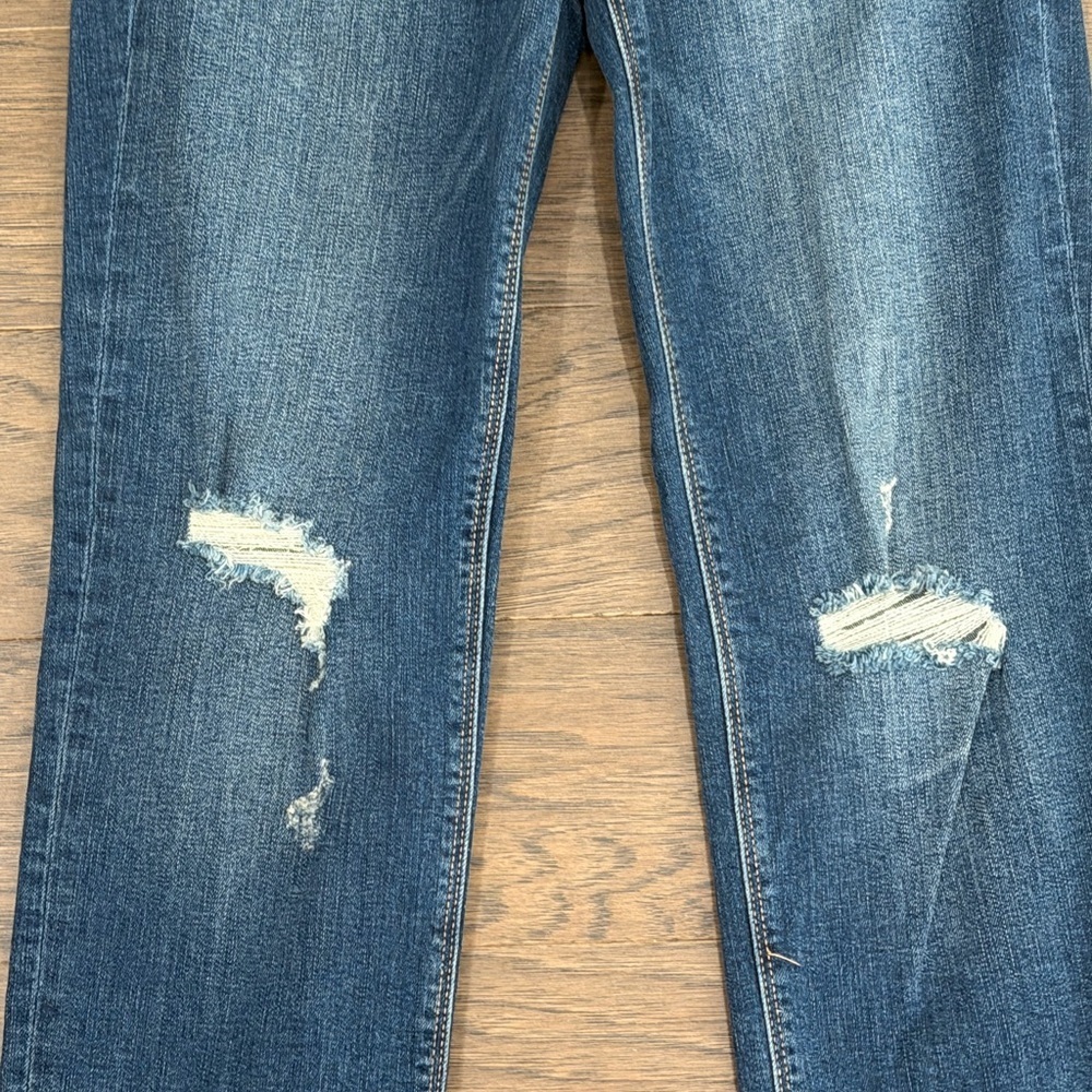 Harper Medium Blue Distressed Boyfriend Jeans - Picture 2 of 5